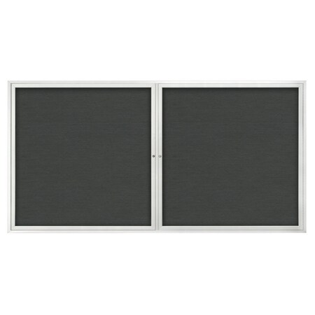 United Visual Products 72"x36" 3-Door Enclosed Outdoor Letterboard, Grey Felt/Satin UV1163D-SATIN-GREY